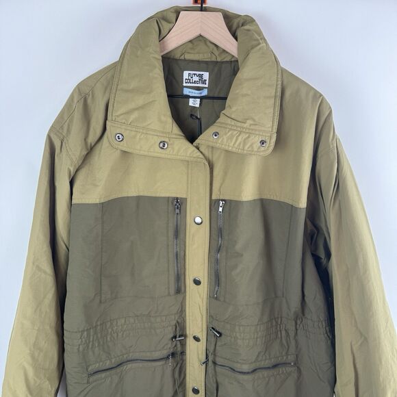Womens Size‎ XL Olive Green Zip Utility Jacket Pockets Outdoors Hiking - Picture 2 of 10